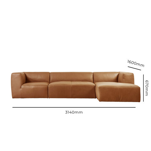 Mercury Row Flux 3 Piece Leather Corner Sofa Chaise Wayfair.co.uk